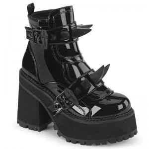 Demonia Assault 72 - Heel Platform Women Ankle Boots Black USA | OS5-59105Z3