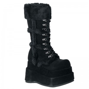 Demonia Bear 202 - Stacked Platform Calf Women Knee-High Boots Black USA | PH9-07610F8