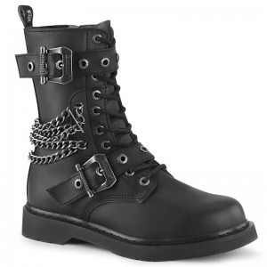 Demonia Bolt 250 - Heel 10 Eyelets Combat Boot Women Mid-Calf Boots Black USA | CJ7-90249S5