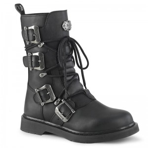 Demonia Bolt 265 - Heel Lace Up Combat Boot Women Mid-Calf Boots Black USA | BF8-15031A8