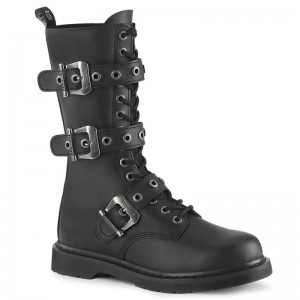 Demonia Bolt 330 - Heel 14 Eyelet Combat Boot Women Mid-Calf Boots Black USA | SY9-08160G0