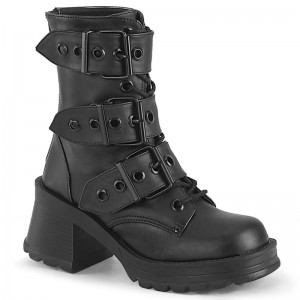 Demonia Bratty 118 - Chunky Heel Platform Lace Up Women Ankle Boots Black USA | ZO0-91399S0