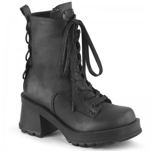 Demonia Bratty 50 - Chunky Heel Platform Lace Up Women Ankle Boots Black USA | NZ7-79797T0