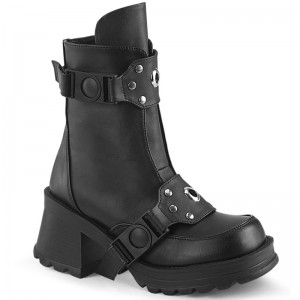 Demonia Bratty 56 - Chunky Heel Platform Women Ankle Boots Black USA | HT3-26632C2