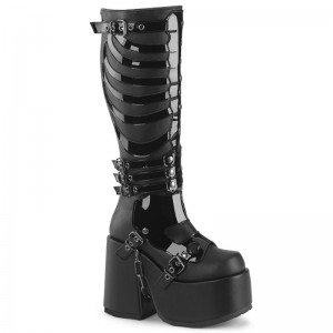 Demonia Camel 235 - Heel Platform Women Knee-High Boots Black USA | HC9-19731H2