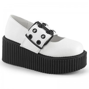 Demonia Creeper 230 - Platform Mary Jane Women Creepers White USA | PM5-34883C2