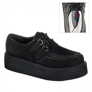 Demonia Creeper 402s - Platform Rockabilly Punk Goth Women Creepers Black USA | VW8-89088D3