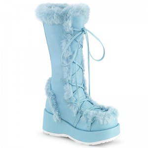 Demonia Cubby 311 - Platform Lace Up Women Mid-Calf Boots Blue USA | NT9-93489Y2