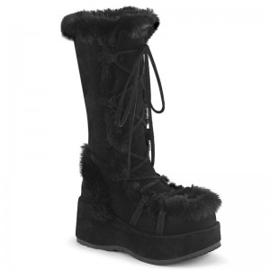 Demonia Cubby 311 - Platform Lace Up Women Mid-Calf Boots Black USA | PO6-28812L7