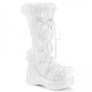 Demonia Cubby 311 - Platform Lace Up Women Mid-Calf Boots White USA | UZ3-76067D1