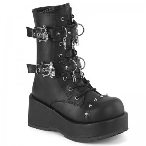 Demonia Cubby 54 - Platform Lace Up Women Ankle Boots Black USA | OU1-54745H3