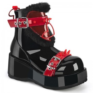 Demonia Cubby 57 - Platform Women Ankle Boots Black / Red USA | EJ3-74777V2