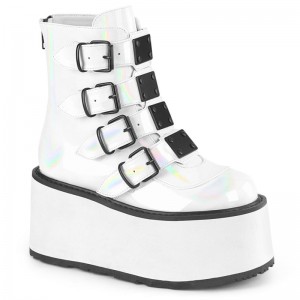 Demonia Damned 105 - Platform Women Ankle Boots White USA | CP4-48934T9