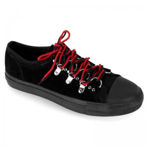 Demonia Deviant 05 - Canvas D-Ring Low Top Women Sneakers Black USA | IT2-29802W6