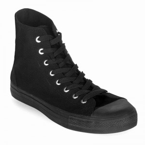 Demonia Deviant 101 - Punk Goth Skater Canvas High Top Women Sneakers Black USA | IO0-22162Z8