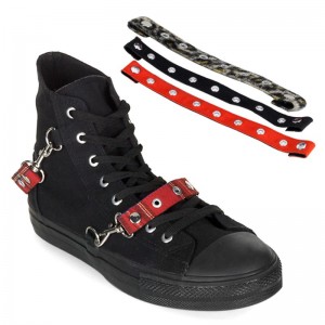 Demonia Deviant 107 - Punk Goth Skater Canvas Bondage High Top Women Sneakers Black USA | FH1-87048W0