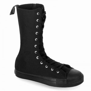 Demonia Deviant 201 - Punk Goth Skater Canvas Calf Men Sneakers Black USA | OX6-07620M9