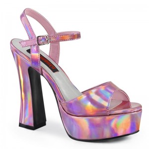 Demonia Dolly 09 - Chunky Heel Platform Ankle Strap Women Sandals Pink USA | TH2-59145Q2