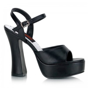 Demonia Dolly 09 - Heel Platform Ankle Strap Women Sandals Black / Black USA | CI4-85938A7