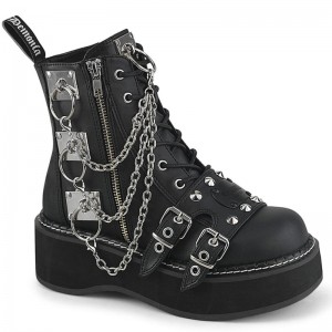 Demonia Emily 57 - Platform Lace Up Women Ankle Boots Black USA | NA9-57295K5