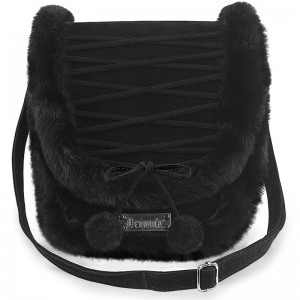 Demonia Faux Fur Crossbody Bag Accessories Black USA | TG2-96189N4