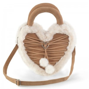 Demonia Faux Fur Heart-shaped Purse Accessories Brown USA | TP6-30443C8