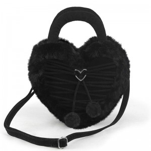 Demonia Faux Fur Heart-shaped Purse Accessories Black USA | MH3-17561A9