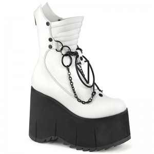 Demonia Kera 130 - Platform Calf High Women Ankle Boots White USA | NY6-42394M2