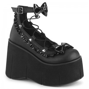 Demonia Kera 18 - Platform Wrap Around Ankle Strap Women Mary Janes Black USA | VU8-33393F0