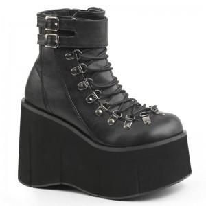 Demonia Kera 21 - Platform Faux Lace Up Women Ankle Boots Black USA | OP1-51465D3