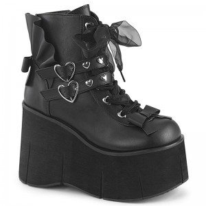 Demonia Kera 55 - Platform Sheer Ribbon Lace Up Heart Eyeletted Women Ankle Boots Black USA | BM8-74877K2