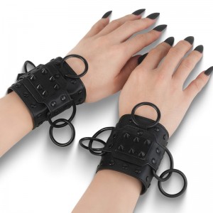 Demonia O ring Wrist Cuff (Pair) Leather Accessories Black USA | MH5-11181V7