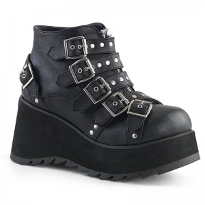 Demonia Scene 30 - Wedge Platform Women Ankle Boots Black USA | GK0-99119H4