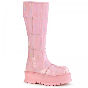 Demonia Slacker 230 - Platform Women Knee-High Boots Pink USA | BI6-58725Y7