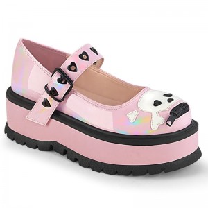 Demonia Slacker 27 - Platform Women Mary Janes Pink USA | IL1-64676A2