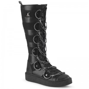 Demonia Sneeker 405 - Platform Rubber Round Toe Lace Up Knee High Creeper Women Sneakers Black USA | YS5-79887W9