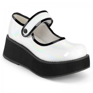 Demonia Sprite 01 - Platform Hook N Loop Women Mary Janes White USA | JI1-97889Z0