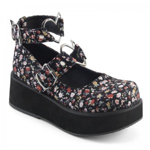 Demonia Sprite 02 - Platform Women Mary Janes Flower USA | QQ1-44654Q9