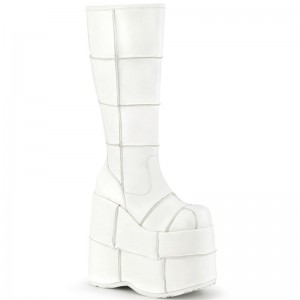 Demonia Stack 301 - Platform Women Knee-High Boots White USA | HF3-21442O0