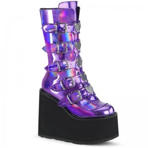 Demonia Swing 230 - Platform Women Mid-Calf Boots Purple USA | EU8-53585I4