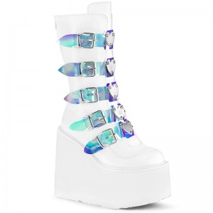 Demonia Swing 230 - Platform Women Mid-Calf Boots White USA | ZT7-23462J6