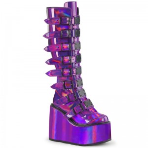 Demonia Swing 815 - Platform Women Knee-High Boots Purple USA | LV1-16531K0