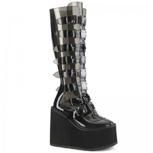 Demonia Swing 815c - Platform Women Knee-High Boots Smoke USA | WZ1-50975Q5