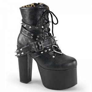 Demonia Torment 700 - Heel Platform Lace Up Women Ankle Boots Black USA | TZ2-49424O3