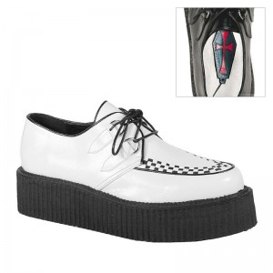 Demonia V creeper 502 - Platform Goth Punk Basic Women Creepers White USA | QM3-57055P6