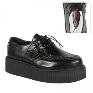 Demonia V creeper 502 - Platform Goth Punk Rockabilly Basic Women Creepers Black USA | YF6-67956P8