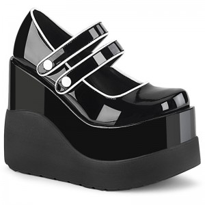 Demonia Void 37 - Wedge Platform Women Mary Janes Black USA | PO4-41564I8