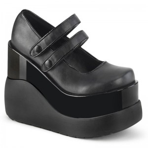 Demonia Void 37 - Wedge Tiered Platform Women Mary Janes Black / Black USA | IB7-94309K9