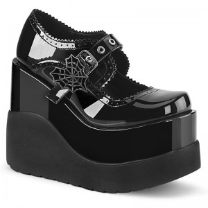 Demonia Void 38 - Wedge Platform Women Mary Janes Black USA | SN1-55805D5