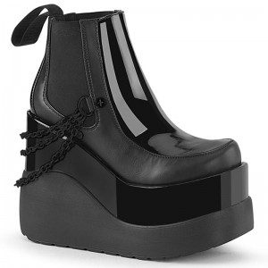 Demonia Void 50 - Wedge Tiered Platform Chelsea Women Ankle Boots Black USA | ZR2-46704G8